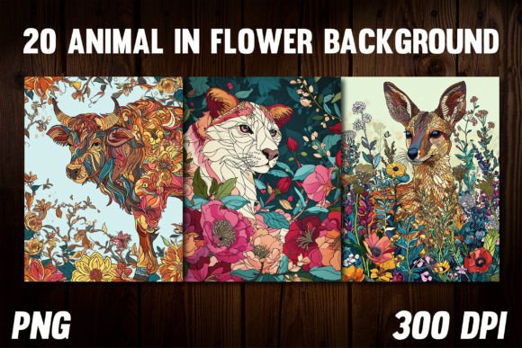 Animal in Flower Backgrounds for Covers