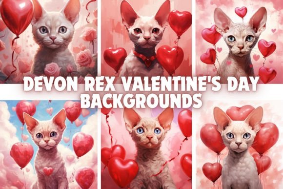 Captivating Devon Rex Valentine's Day Backgrounds for Designers