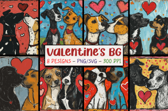 Cute Valentines Day Dogs Backgrounds SVG: A Designer's Playful Asset