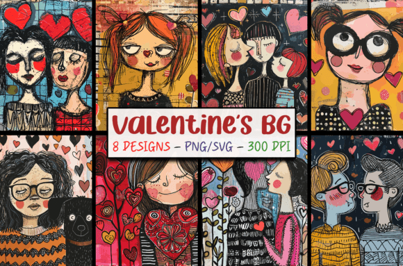 Funny Valentines Day Backgrounds: SVG & PNG for Designers