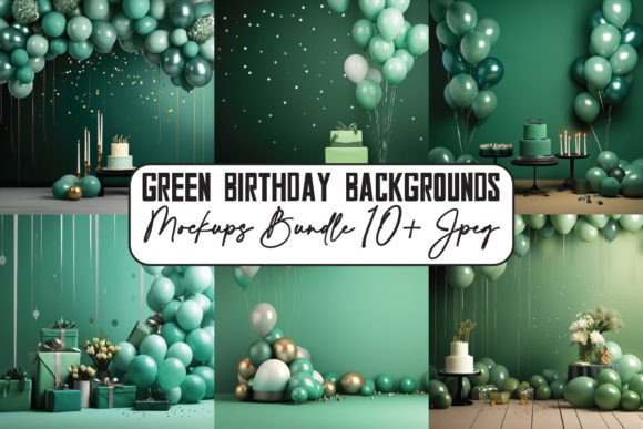 Modern Green and Red Birthday Mockup Bundles