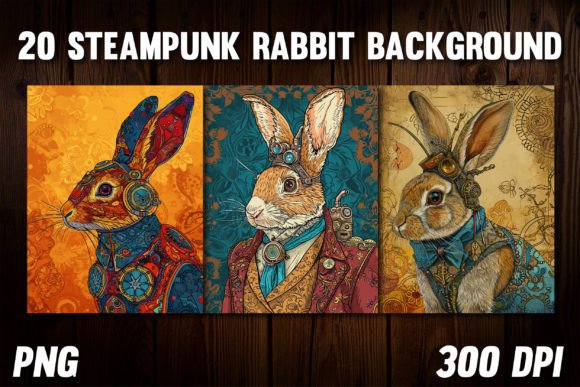 Steampunk Rabbit Backgrounds 1: Design Assets for Digital Projects